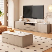 Meuble TV extensible moderne et luxueux, table basse, meuble de sol en bois, panneau en roche solide pour salon et chambre à coucher