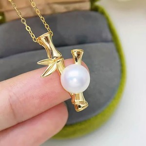 WENCHI 10169 31336 Accessoires DIY pour perles, Perles en argent S925 de 7-9mm, Support vide pour perles, Nœud en bambou, Pendentif de mode, Conception de bijoux - Product Image 4