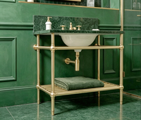 Meuble sous-vasque personnalisé en laiton, accessoire de salle de bain haut de gamme, meuble-lavabo de luxe pour villa, console de maquillage, style victorien