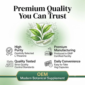 แคปซูลแอล-ธีอะนีน OEM ODM มาตรฐาน HACCP ISO22000 บรรจุ 120 แคปซูล 400 มก. ต่อหนึ่งหน่วยบริโภค สำหรับคนทานมังสวิรัติ ปราศจากกลูเตน - Product Image 4
