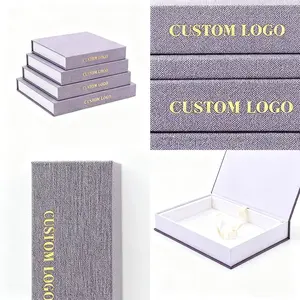 Caja de regalo magnética con cubierta de lino estilo libro, con cinta, personalizable según la demanda - Product Image 2