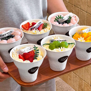 Tazón de Pulpa Biodegradable de Alta Gama de 360 ml con Tapa Transparente, Doble Recubrimiento de PE para una Presentación Premium de Postres - Product Image 5