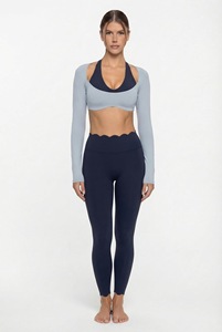 Top Corto Deportivo Personalizado para Mujer, <span class=keywords><strong>Manga</strong></span> Larga, Bloques <span class=keywords><strong>de</strong></span> Color, Ropa Deportiva, OEM, ODM, MOQ 50 - Product Image 2