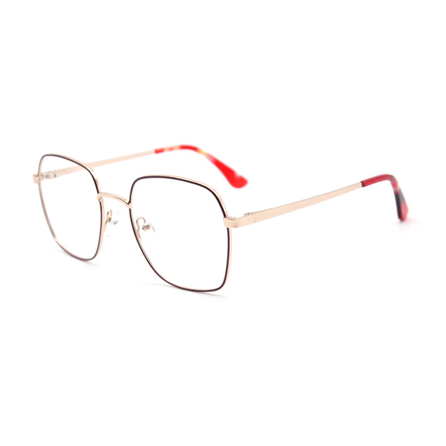 Ultra Light Classic Solid Rectangle Metal Eyewear for Women High Definition PC Lens Full-Rim Fashion Casual Glasses for Adults