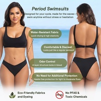 LYNMISS Culotte de maillot de bain menstruel anti-UV taille haute en V, étanche, une pièce, 100 % polyester, pour adolescentes