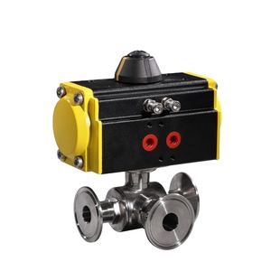 COVNA Válvula de bola sanitaria de 3 vías neumática DN40 con puerto en L, accionamiento neumático, SS316, con Tri-Clamp, de acción simple, para pedidos urgentes - Product Image 4