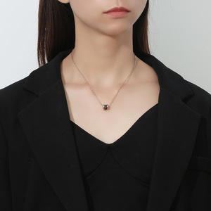 Japanese and Korean Style Jewelry Trendy Colorful Crystals Necklace Fashion <b>Titanium</b> Steel Small Waist Necklace for Women - Product Image 5