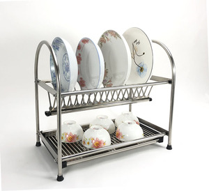 Two Layer Stainless Steel Dish Display Rack And Bowl Holder Hot Selling Plastic Galvanized Kitchen Dish Drying Rack