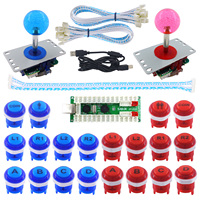 SHIJING - Kit de Controlador de Juegos Arcade de 2 Jugadores con Cero Retraso, Botones LED Personalizables con Logotipo, Joystick de 8 Direcciones, Cable Codificador USB con Cable para PC