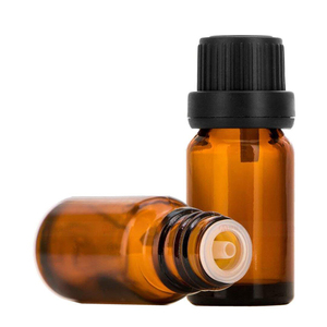 Flacons en verre ambré vides de 10 ml avec compte-gouttes Euro et bouchon noir inviolable pour crème visage et contour des yeux - Product Image 1