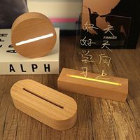 Base de lampe en bois sans fil à piles AAA, lumières LED blanc chaud, taille moyenne pour présentoirs en acrylique et plexiglas