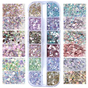 Paillettes hexagonales irisées Mermad, paillettes holographiques, flocons, poudre pour nail art, gel polish, accessoires de manucure - Product Image 4