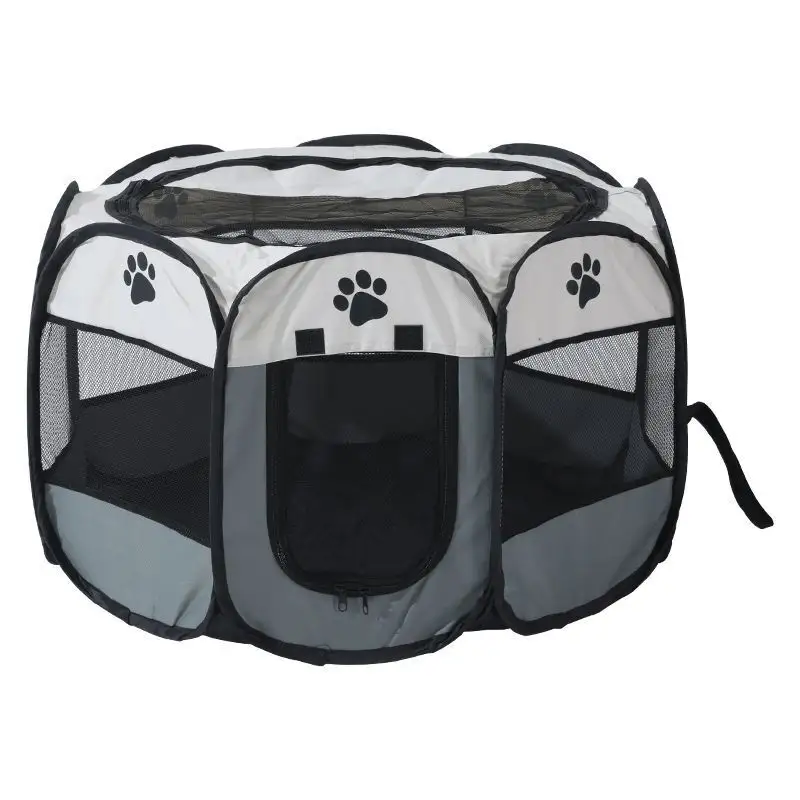 600D Octagonal pet fence pet tent Oxford Bunai grab foldable dog cage zip fastener cat kennel Breathable mesh pet tent