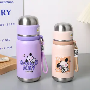 Cartoon Animal Cute Stainless Steel Water Bottle With Handle Sports Portable Milk Tea Cup Vaccum Thermos Tea Tumbler For Kids