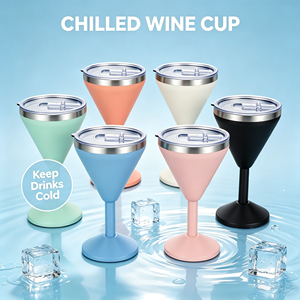 Calice da Vino in Acciaio Inossidabile con Coperchio Scorrevole 450ml, Bicchiere da Martini - Product Image 1