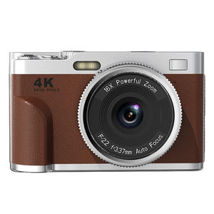 กล้องดิจิตอลย้อนยุคพร้อมด้ามจับหนังพรีเมียม 4K 68MP CMOS F1.22 f=3.37 มม. โฟกัสอัตโนมัติ ซูมกำลังสูง 16 เท่า กล้องวีล็อกสำหรับนักเรียน - Product Image 2