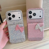 Coque de protection de luxe avec support et dragonne pour iPhone 17, 16, 15, 14, 13 Pro Max, motif nœud, pour usage quotidien