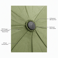 Parapluie pliant automatique coupe-vent de 24 pouces, vert sauge matcha, en pongé 190T, avec armature entièrement en fibre de verre et poignée en bois, personnalisable