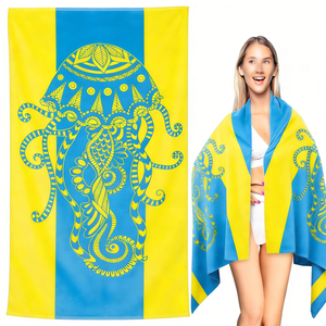 ผ้าขนหนูชายหาดไมโครไฟเบอร์แบบกำหนดเอง พิมพ์ลายสีสันสดใส ผ้ากำมะหยี่ โพลีเอสเตอร์ 90% ลายสัตว์ทะเลหนาพิเศษ - Product Image 5