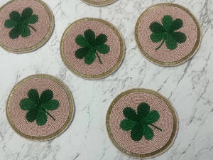 Handmade Classic Style <b>Glass</b> Coaster Custom Lucky Clover Home Decor for Dining <b>Table</b> 5mm Thickness Wholesale - Product Image 5