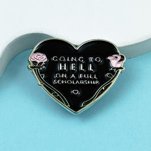 Broche Personalizado con Frase en Inglés y Flor, Accesorio <span class=keywords><strong>de</strong></span> Ropa <span class=keywords><strong>de</strong></span> Metal Esmaltado a la Moda, Insignia Versátil, Disponible - Product Image 3