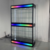 Vitrine Commerciale Verrouillable Haut de Gamme en Verre LED RGB Personnalisable pour Bijoux, Artisanat et Articles de Collection avec Étagères Multi-Niveaux