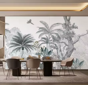 Papier peint <span class=keywords><strong>mural</strong></span> personnalisé imprimé en 3D, paysage tropical de <span class=keywords><strong>jungle</strong></span>, peint à la main, autocollant <span class=keywords><strong>mural</strong></span> à peler et à coller, oiseaux, forêt, plantes - Product Image 2