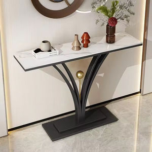<span class=keywords><strong>Table</strong></span> <span class=keywords><strong>console</strong></span> moderne haut de gamme Dessus en marbre Cadre en métal noir <span class=keywords><strong>Table</strong></span> d'entrée de salon élégante - Product Image 1