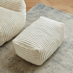 Sofá Puff Estilo Occidental Color Blanco Hueso, Completamente Ensamblado, Asiento Reclinable para Sala de Estar con Otomana - Product Image 4