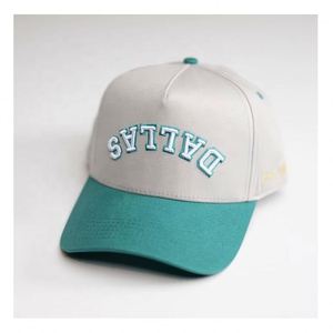 Casquette de baseball personnalisée pour homme, 100% coton, 5 panneaux, logo brodé 3D, bicolore, imperméable, de haute qualité, pour le sport - Product Image 1