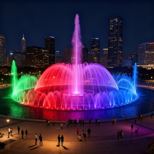 AWS Quảng Châu Miễn phí thiết kế tùy chỉnh Vòng Shape đá hồ bơi hiện đại vườn đèn LED Đài phun nước - Product Image 2