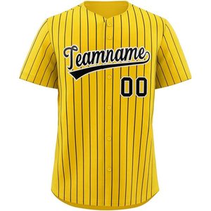 Camiseta de béisbol personalizada con rayas, camisa con botones, tela de sarga, absorción de humedad, unisex, para adultos, nombre del equipo 00 - Product Image 1
