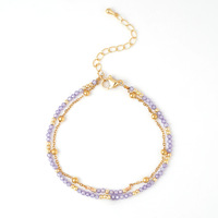 Ensemble de bracelets en pierres précieuses naturelles, 5 couleurs, empilables, chaîne dorée, bijoux semi-précieux, style bohème, vente en gros pour femmes
