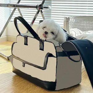 Wholesale Trendy Brand Designer Brand Pet Carrier Bag Luxury Dog Handbag With Pocket