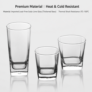 Vaso Cuadrado Transparente Moderno de Vidrio Reforzado para Bebidas, Jugo, Café, Whisky, Agua con Gas, Venta al por Mayor para Bares - Product Image 2