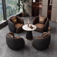 Ensemble de canapés d'attente de luxe moderne pour salon de beauté, chaise de réception de style nordique avec table basse en marbre pour salon de manucure et de coiffure