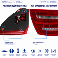 Conjunto de Luces Traseras LED para Mercedes Benz Clase S W221, OE 2218201364, Enchufar y Usar, Ajuste Directo, 2010-2013 S550 S600 S63 AMG