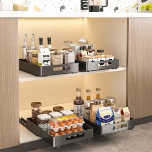 Organisateur de cuisine <span class=keywords><strong>sous</strong></span> l'évier sans perçage, en métal, pour épices, support de rangement coulissant, organisateur de placard de cuisine, fabricant - Product Image 3