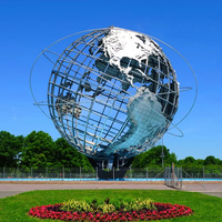 Statue de terre en métal pour jardin extérieur Grande sculpture de globe du monde en acier inoxydable