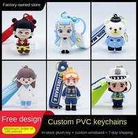 Porte-clés en PVC souple personnalisé, figurine de dessin animé 3D, pendentif en silicone avec logo IP d'entreprise, modèle sur mesure