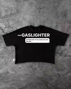 Camiseta estilo Hip Hop de gran tamaño recortada y cuadrada para hombre, ropa informal personalizada de algodón de lujo con diseño gráfico de gota de peso pesado - Product Image 2