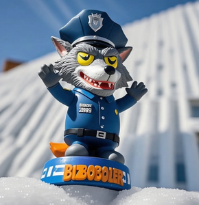 تمثال رأس ذئب مخصص على شكل جسم إنسان - تمثال هزاز الرأس مصنوع يدويًا من الراتنج بطول 7 بوصات لديكور المكتب وهواة الجمع والهدايا الترويجية - Product Image 2