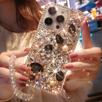 Coque de téléphone portable scintillante avec strass pour tous les modèles d'iPhone 18 17 Pro Max, coque diamantée 16 15 14, coque de protection