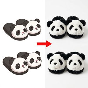 Pantofole Morbide a Forma di Testa di Orso, Scarpe da Interno con Fodera in Peluche, Personalizzabili OEM, Calzature a Tema Fauna Selvatica - Product Image 1