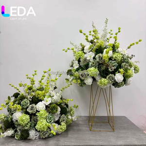 LEDA Artificial Flower Ball Mixed Green Silk Flowers Handmade High Simulation Wedding <b>Table</b> Decoration - Product Image 6