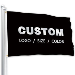 Factory Wholesale Premium Fabric Any Logo Any Design Any Size Black Custom <b>Flags</b> Banners - Product Image 1