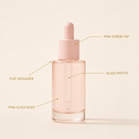 Flacon de sérum capillaire de luxe à bouton rotatif 1 oz, flacon compte-gouttes en verre pour soin de la peau 30 ml avec emballage en boîte
