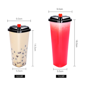Vendita calda personalizzata usa e getta 500/700ml per uso alimentare PP tazza di plastica a forma di <span class=keywords><strong>cuore</strong></span> con coperchio per <span class=keywords><strong>caffè</strong></span> e tè al latte - Product Image 2
