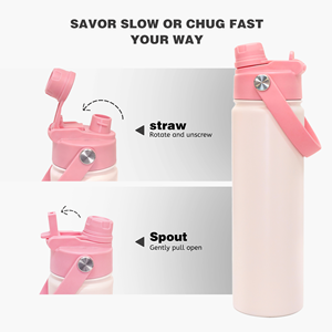 Insulated Stainless Steel Water <b>Bottle</b> 12/18/22/25/32/40oz BPA-Free Reusable Insulated Water <b>Bottle</b> with Silicone Strip - Product Image 2