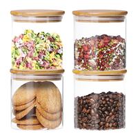 Stoples Penyimpanan Makanan dan Rempah-rempah Kaca Ukuran Sedang 15oz 450ml, Wadah Kedap Udara dengan Tutup Bambu